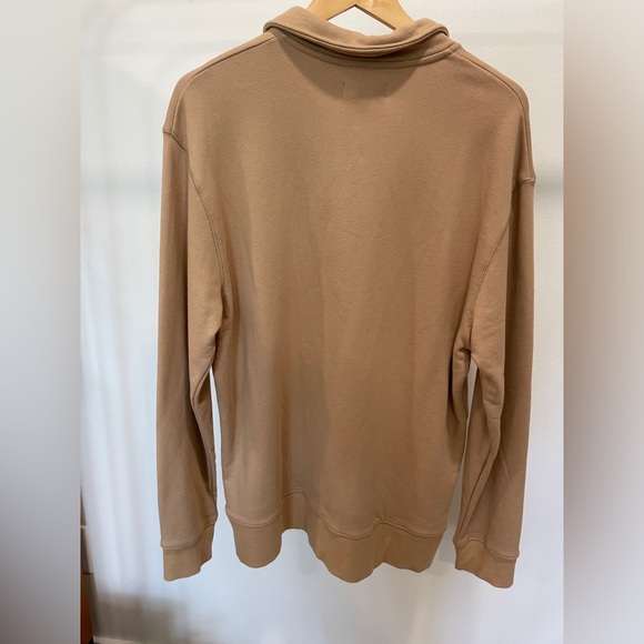 Men’s 1/4 Zipper Pullover Sweater Large Tan Front Pocket Collar Sweatshirt New - Picture 3 of 13